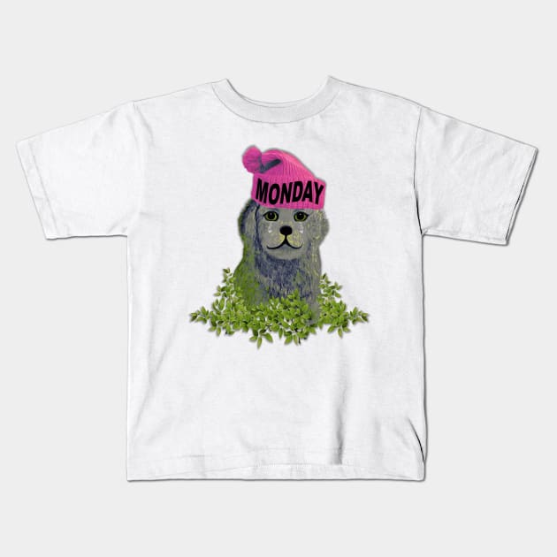 Moody Monday Beanie Puppy Kids T-Shirt by KC Morcom aka KCM Gems n Bling aka KCM Inspirations